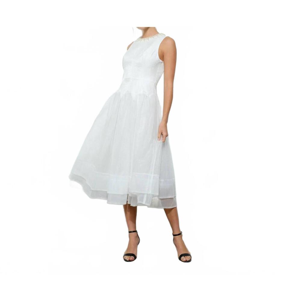 NEW INA FASHION heirloom tulle midi dress in white